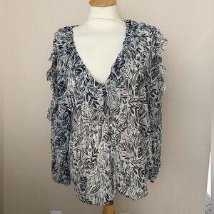 NWT Zara Ruffle Neck Blouse